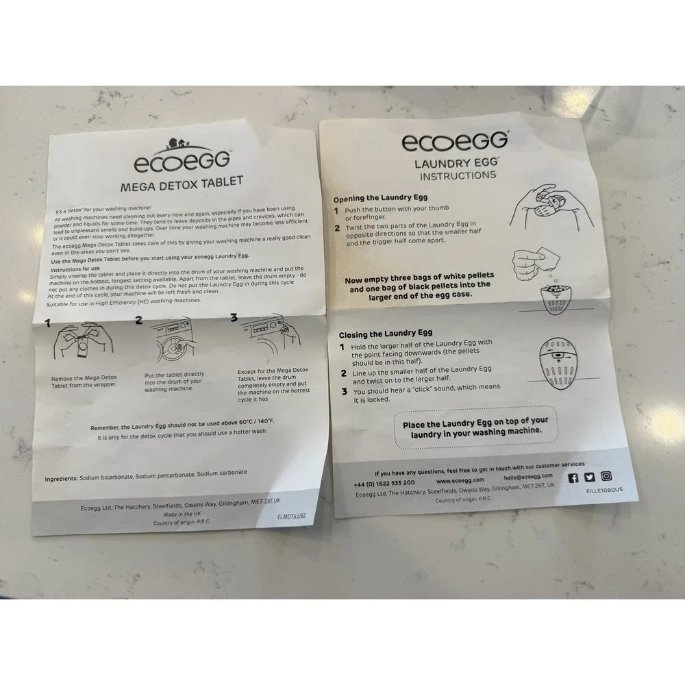 Ecoegg Laundry Egg SPRING Blossom 1080 Loads W/ DETOX TABLETS LAUNDRY System